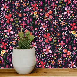 Donker Bloemen Moderne Waterverf Wildflower Behang