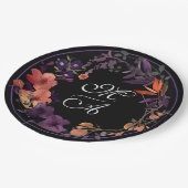 Donker Bloemen Monogram Gothic Bruiloft Papier Bor Papieren Bordje (Gekanteld)