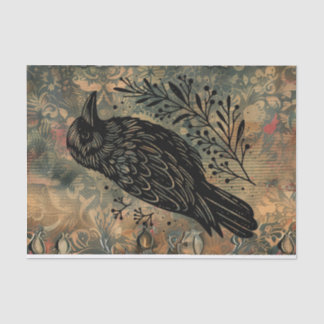 Donker Bloemen Raven Decoupage Tissuepapier