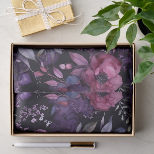 Donker Bloemen Roze & Paarse Anemone Decoupage Tissuepapier (Geschenk)
