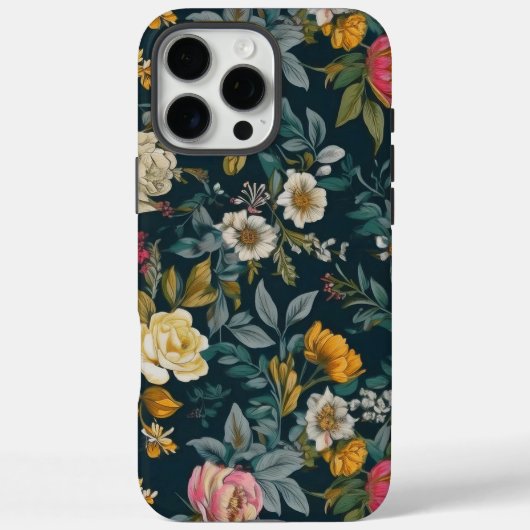 Donker Bloemen Stoere iPhone 16 Pro Max Hoesje (Achterkant)
