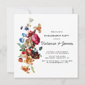 Donker Bloemen Verlovingsfeest Uitnodiging (Voorkant)