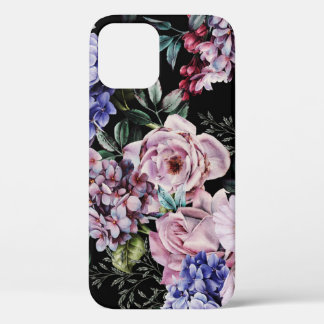 Donker Bloemen Waterverf Naadloos Ontwerp Case-Mate iPhone Case