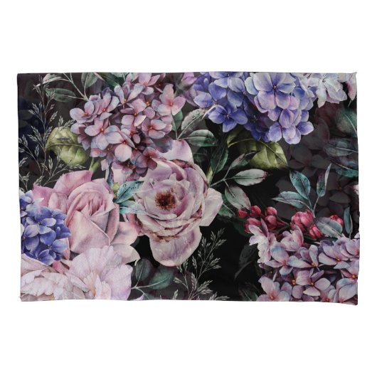 Donker Bloemen Waterverf Naadloos Ontwerp Kussensloop (Voorkant)