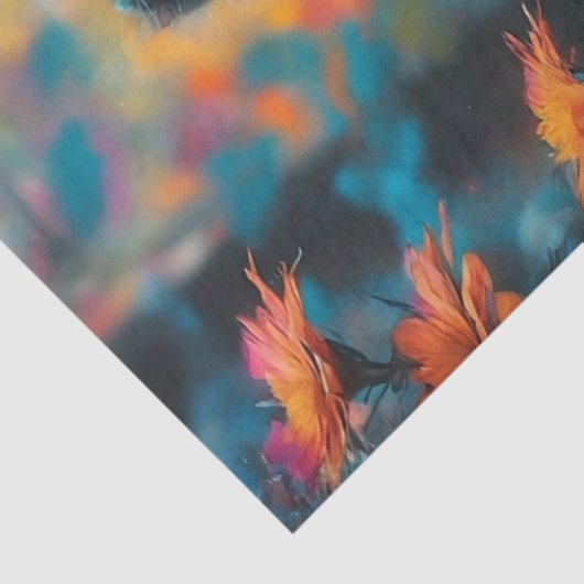 Donker Bloemen Wolf Print Tissuepapier (Detail)