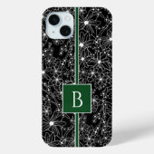 Donker bloemenpatroon zwart groen schets monogram Case-Mate iPhone case (Achterkant)
