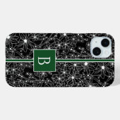 Donker bloemenpatroon zwart groen schets monogram Case-Mate iPhone case (Achterkant (horizontaal))