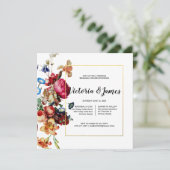 Donker  bloemenrepetitie dineruitnodiging kaart (Staand voorkant)