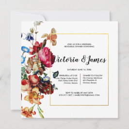 Donker  bloemenrepetitie dineruitnodiging kaart