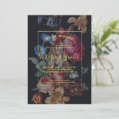 Donker  bloemenrepetitie dineruitnodiging kaart (Staand voorkant)