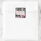 Donker  bloemenvierkant adreslabel vierkante sticker (Tas)