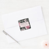 Donker  bloemenvierkant adreslabel vierkante sticker (Envelop)