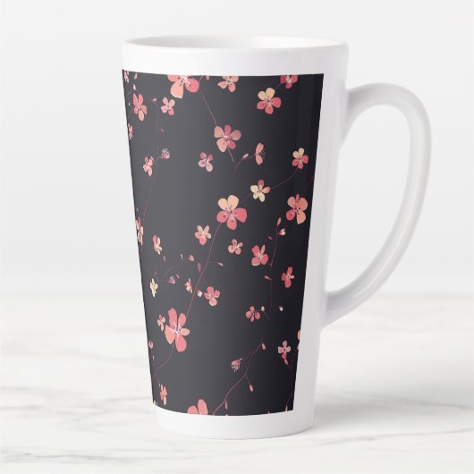 Donker Bloemig Droompatroon Latte Mok (Rechts)