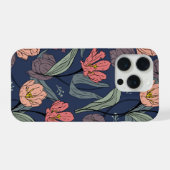 Donker Bloemmotief Tulp Patroon Hoesje iPhone Hoesje (Achterkant horizontaal)