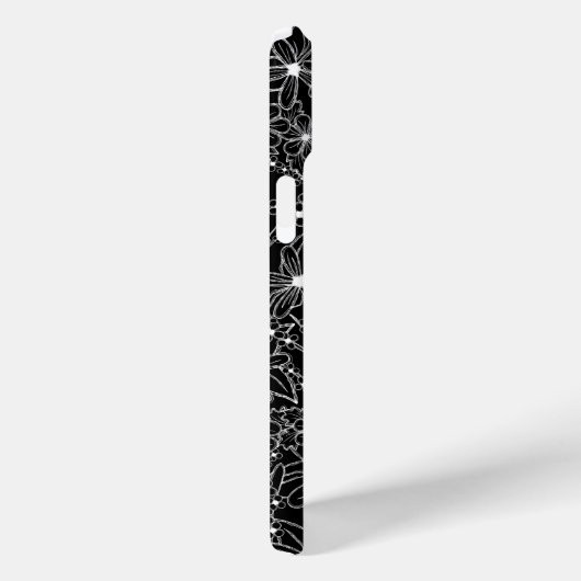 Donker bloemmotief zwart rood schets monogram Case-Mate iPhone case (Achterkant / Rechts)