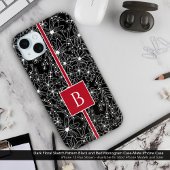 Donker bloemmotief zwart rood schets monogram Case-Mate iPhone case
