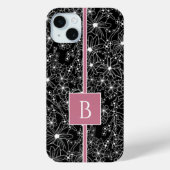 Donker bloemmotief zwart roze schets monogram Case-Mate iPhone case (Achterkant)