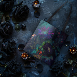 Donker bloemontwerp tote bag