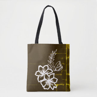 Donker bloemontwerp tote bag