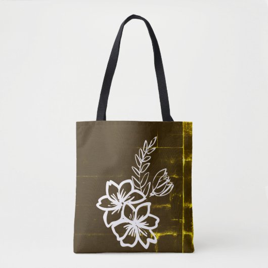 Donker bloemontwerp tote bag (Voorkant)