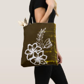 Donker bloemontwerp tote bag (Dichtbij)