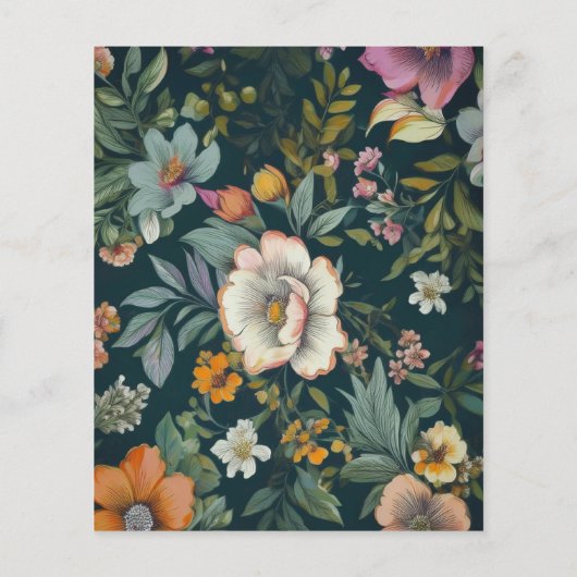 Donker  Bloempatroon Papier Briefpapier (Achterkant)