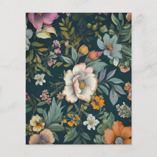 Donker  Bloempatroon Papier Briefpapier (Voorkant)