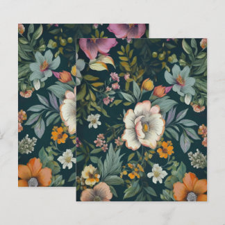 Donker  Bloempatroon Papier Briefpapier