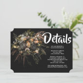 Donker  bloemuitnodiging kaart (Staand voorkant)