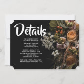 Donker  bloemuitnodiging kaart (Voorkant)