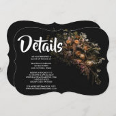 Donker  bloemuitnodiging kaart (Voorkant / Achterkant)