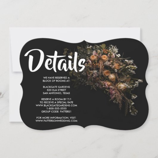 Donker  bloemuitnodiging kaart (Voorkant)