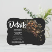 Donker  bloemuitnodiging kaart (Staand voorkant)