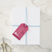 Donker Blush Roze Verjaardagsharten Cadeau Labels Cadeaulabel (Met Touw)