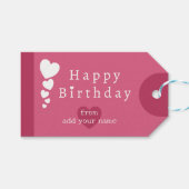Donker Blush Roze Verjaardagsharten Cadeau Labels Cadeaulabel (Voorkant (Horizontaal))