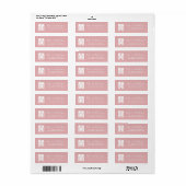 Donker blush roze wit herenhuis en hart retour etiket (Full Sheet)