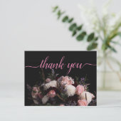 Donker  bordeaux Bloemen Dank u Briefkaart (Staand voorkant)