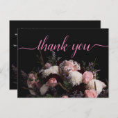 Donker  bordeaux Bloemen Dank u Briefkaart (Voorkant / Achterkant)