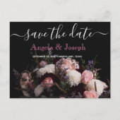Donker  bordeaux Bloemen Save the Date A Aankondigingskaart (Voorkant)