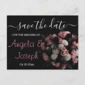 Donker  bordeaux Bloemen Save the Date A Aankondigingskaart (Voorkant)
