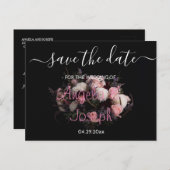 Donker  bordeaux Bloemen Save the Date Aankondigingskaart (Voorkant / Achterkant)