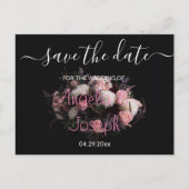 Donker  bordeaux Bloemen Save the Date Aankondigingskaart (Voorkant)