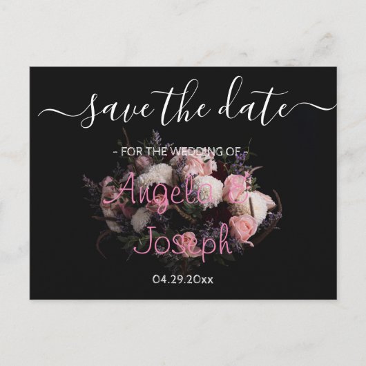 Donker bordeaux Bloemen Save the Date Aankondigingskaart (Voorkant)