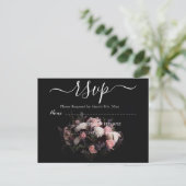 Donker  bordeaux Floral RSVP Briefkaart (Staand voorkant)