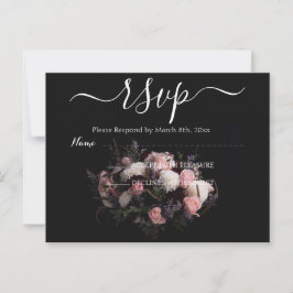 Donker bordeaux Floral RSVP Briefkaart