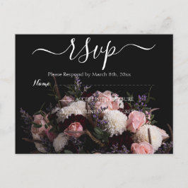 Donker bordeaux Floral RSVP Briefkaart