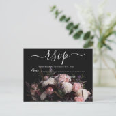 Donker  bordeaux Floral RSVP Briefkaart (Staand voorkant)