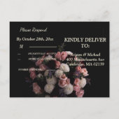 Donker  bordeaux Floral RSVP Invitation Uitnodiging Briefkaart (Achterkant)