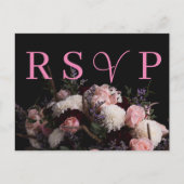 Donker  bordeaux Floral RSVP Invitation Uitnodiging Briefkaart (Voorkant)