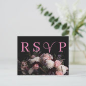Donker  bordeaux Floral RSVP Invitation Uitnodiging Briefkaart (Staand voorkant)
